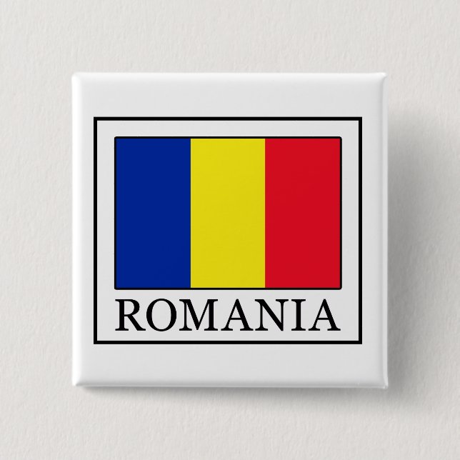 Bóton Quadrado 5.08cm Romênia (Frente)