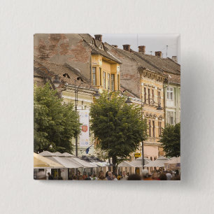 Bóton Quadrado 5.08cm Romênia, Sibiu. Cidade Nova. RF)