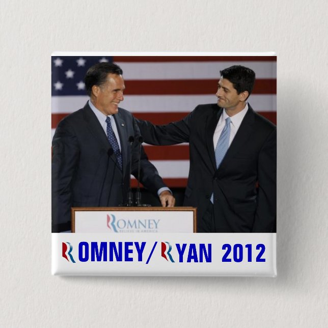 Bóton Quadrado 5.08cm Romney/Ryan 2012 (Frente)