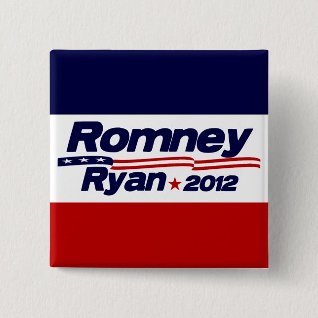 Bóton Quadrado 5.08cm Romney Ryan 2012 (Frente)