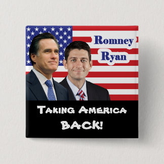 Bóton Quadrado 5.08cm Romney Ryan - retirando América!