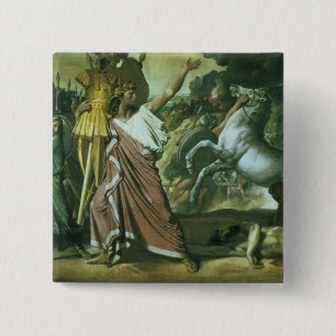 Bóton Quadrado 5.08cm Romulus, conquistador de Acron, tomando seu