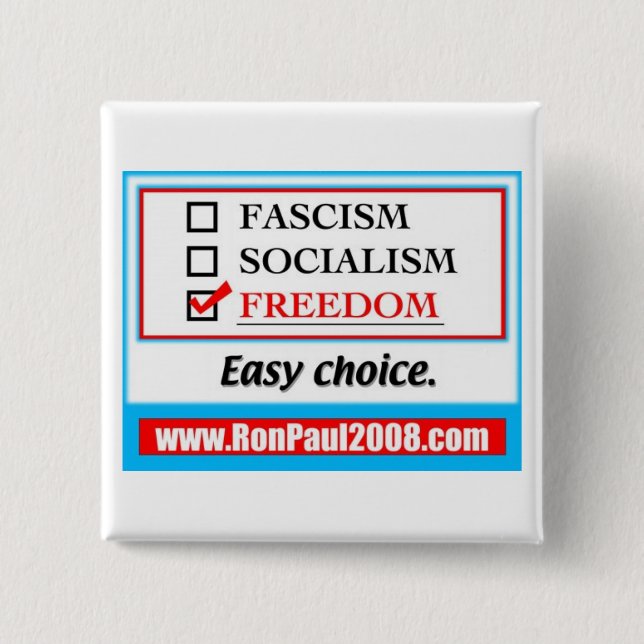 Bóton Quadrado 5.08cm Ron Paul 2008 (Frente)