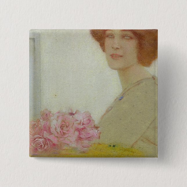 Bóton Quadrado 5.08cm Rosa, 1912 (Frente)