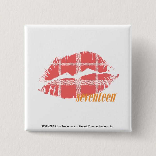 Bóton Quadrado 5.08cm Rosa da xadrez (Frente)