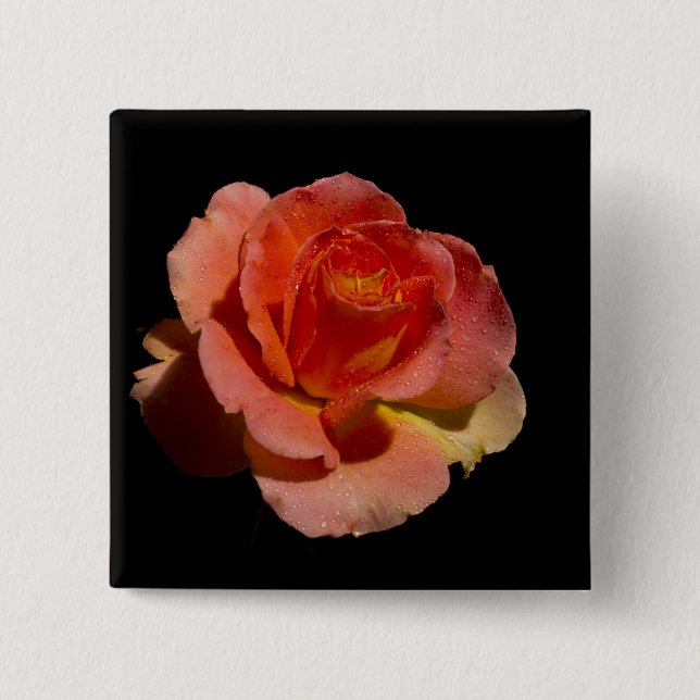 Bóton Quadrado 5.08cm Rosa de laranja 2 (Frente)
