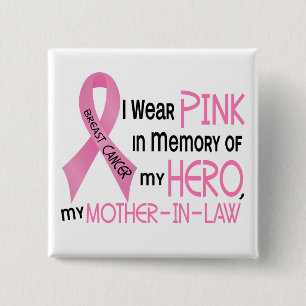 Bóton Quadrado 5.08cm ROSA do cancro da mama na MEMÓRIA de MINHA SOGRA