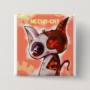 Bóton Quadrado 5.08cm Rosa do Mecha-Gato