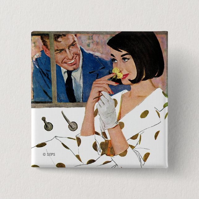 Bóton Quadrado 5.08cm Rosa do Ouro (Frente)