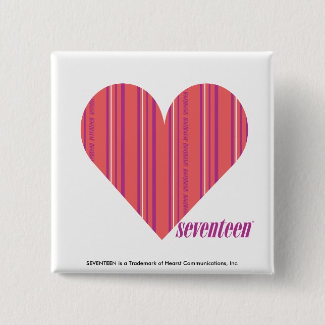 Bóton Quadrado 5.08cm Rosa fino 3 das listras (Frente)