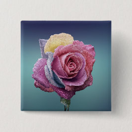 Bóton Quadrado 5.08cm Rosa multicolor