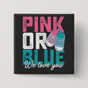 Bóton Quadrado 5.08cm Rosa ou Azul Nós Amamos Você Revelação do Gênero