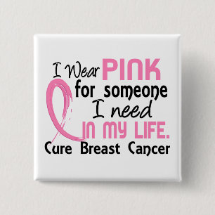 Bóton Quadrado 5.08cm Rosa para alguém eu preciso o cancro da mama