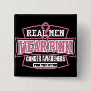 Bóton Quadrado 5.08cm Rosa REAL do desgaste de homens para o cancro da
