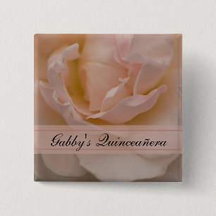 Bóton Quadrado 5.08cm Rosa rosa pálido Quinceañera floral
