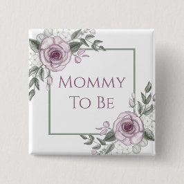 Bóton Quadrado 5.08cm Rosas Mauve, Mamãe a ser, botão Chá de fraldas