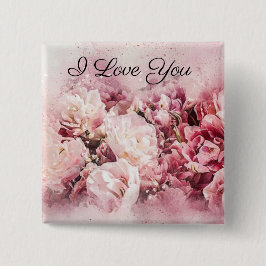 Bóton Quadrado 5.08cm Rosas Rosas