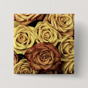 Bóton Quadrado 5.08cm Rosas Sintonizados Sepia