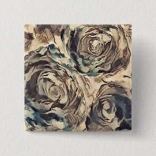 Bóton Quadrado 5.08cm Rosas Vintage,