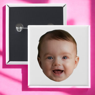 Bóton Quadrado 5.08cm Rosto de Bebê Personalizado, Foto engraçada person