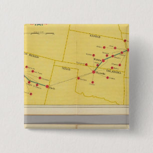 Bóton Quadrado 5.08cm Rota aérea de Los Angeles a Columbus