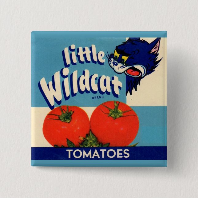 Bóton Quadrado 5.08cm Rótulo da caixa de tomate Wildcat (Frente)