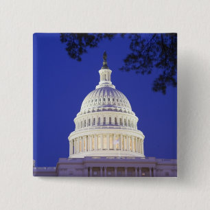 Bóton Quadrado 5.08cm Rotunda do Capitólio dos EUA à noite, Washington