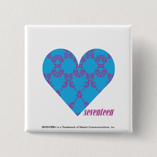 Bóton Quadrado 5.08cm Roxo-Aqua 3 do damasco (Frente)