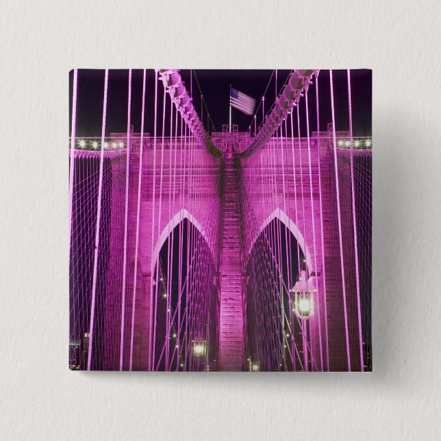 Bóton Quadrado 5.08cm Roxo do Lit da ponte de Brooklyn (Frente)
