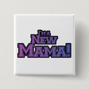 Bóton Quadrado 5.08cm Roxo, sou uma nova mãe Camiseta e presentes