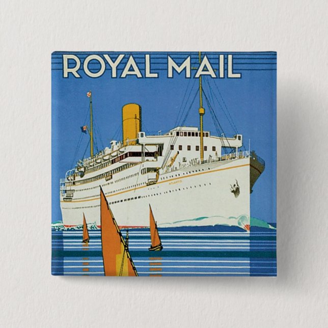 Bóton Quadrado 5.08cm Royal Mail "Atlantis cruza " (Frente)