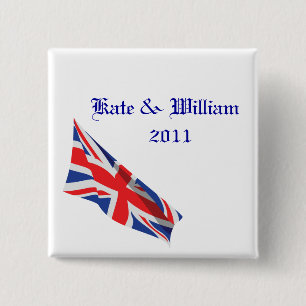 Bóton Quadrado 5.08cm Royal Wedding /Kate e William
