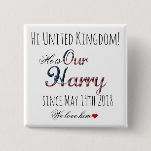 Bóton Quadrado 5.08cm Royal Wedding Meghan Markle Prince Harry 19 de mai