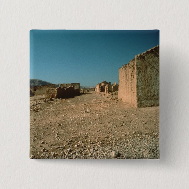 Bóton Quadrado 5.08cm Rua da vila com casas (Frente)