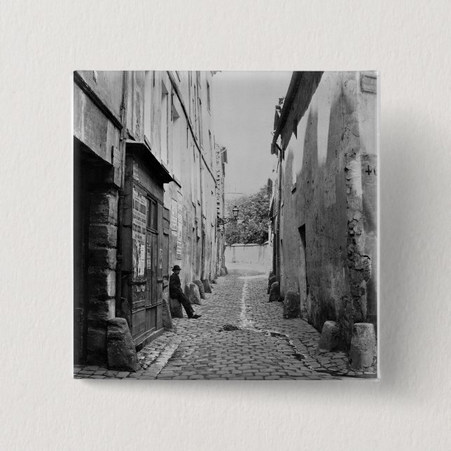 Bóton Quadrado 5.08cm Rua Gracieuse, da rua Daubenton, Paris (Frente)