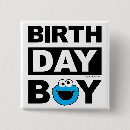 Bóton Quadrado 5.08cm Rua Sésamo | Cookie Monster - Menino de Aniversári