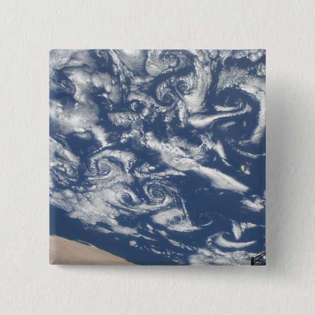 Bóton Quadrado 5.08cm Ruas de vórtice em nuvem ao largo da costa (Frente)