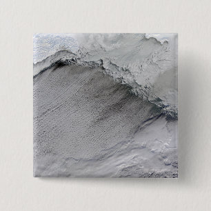 Bóton Quadrado 5.08cm Ruas do gelo marinho e da nuvem no mar de Bering