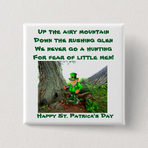 Bóton Quadrado 5.08cm RUAS. Tecla PATRICK'S DAY LEPRECHAUN POEM