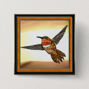 Bóton Quadrado 5.08cm Rufous Hummingbird