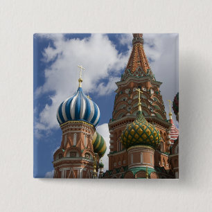 Bóton Quadrado 5.08cm Rússia, Moscou, Praça Vermelha. Basílica de São Ba