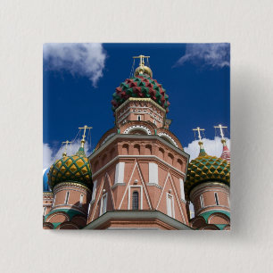 Bóton Quadrado 5.08cm Rússia, Moscou, Praça Vermelha. Basílica de São Ba