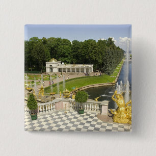 Bóton Quadrado 5.08cm Rússia. Petrodvorets. Palácio Peterhof. Peter