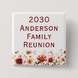 Bóton Quadrado 5.08cm Rustic Autumn Floral Custom Family Reunion Square