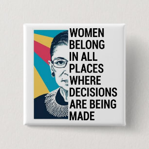 Bóton Quadrado 5.08cm Ruth Bader Ginsburg Citação, SCOTUS, notória RB