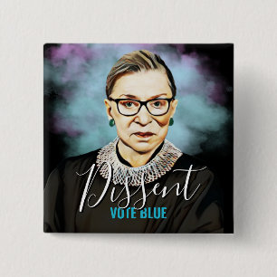 Bóton Quadrado 5.08cm Ruth Bader Ginsburg - Voto Discordante Azul