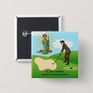 Bóton Quadrado 5.08cm S. Judas Tadeu & Golfista em Pânico