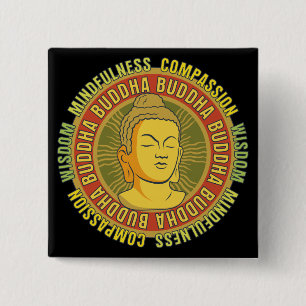 Bóton Quadrado 5.08cm Sabedoria de Buddha