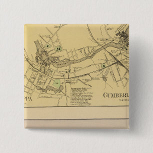 Bóton Quadrado 5.08cm Saccarappa, Cumberland Mills, mapa da vila Washbur