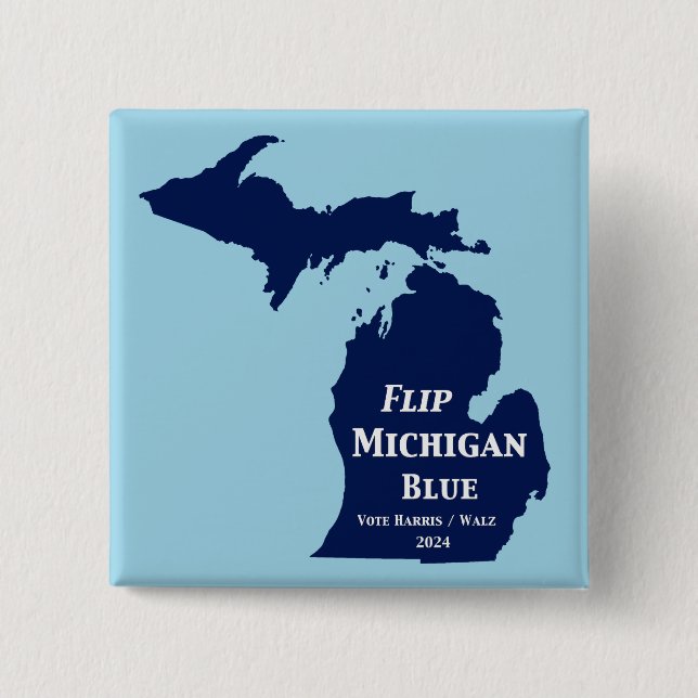 Bóton Quadrado 5.08cm Sacudir Michigan Blue em 2024 (Frente)